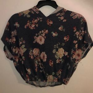 Floral cropped hoodie shirt